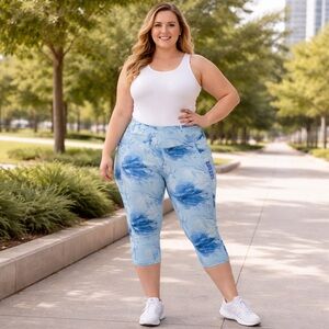 NWT Earth Yoga Plus Size 2X Women’s Yoga Stretch Athleisure Tie Dye Pants NEW